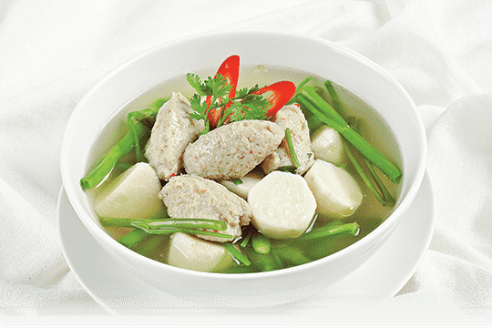 Canh rau muống khoai sọ