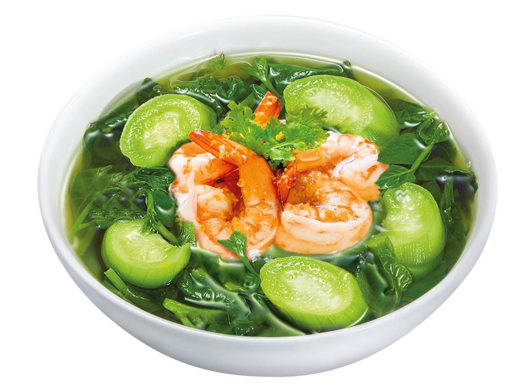 Canh mướp mồng tơi nấu tôm